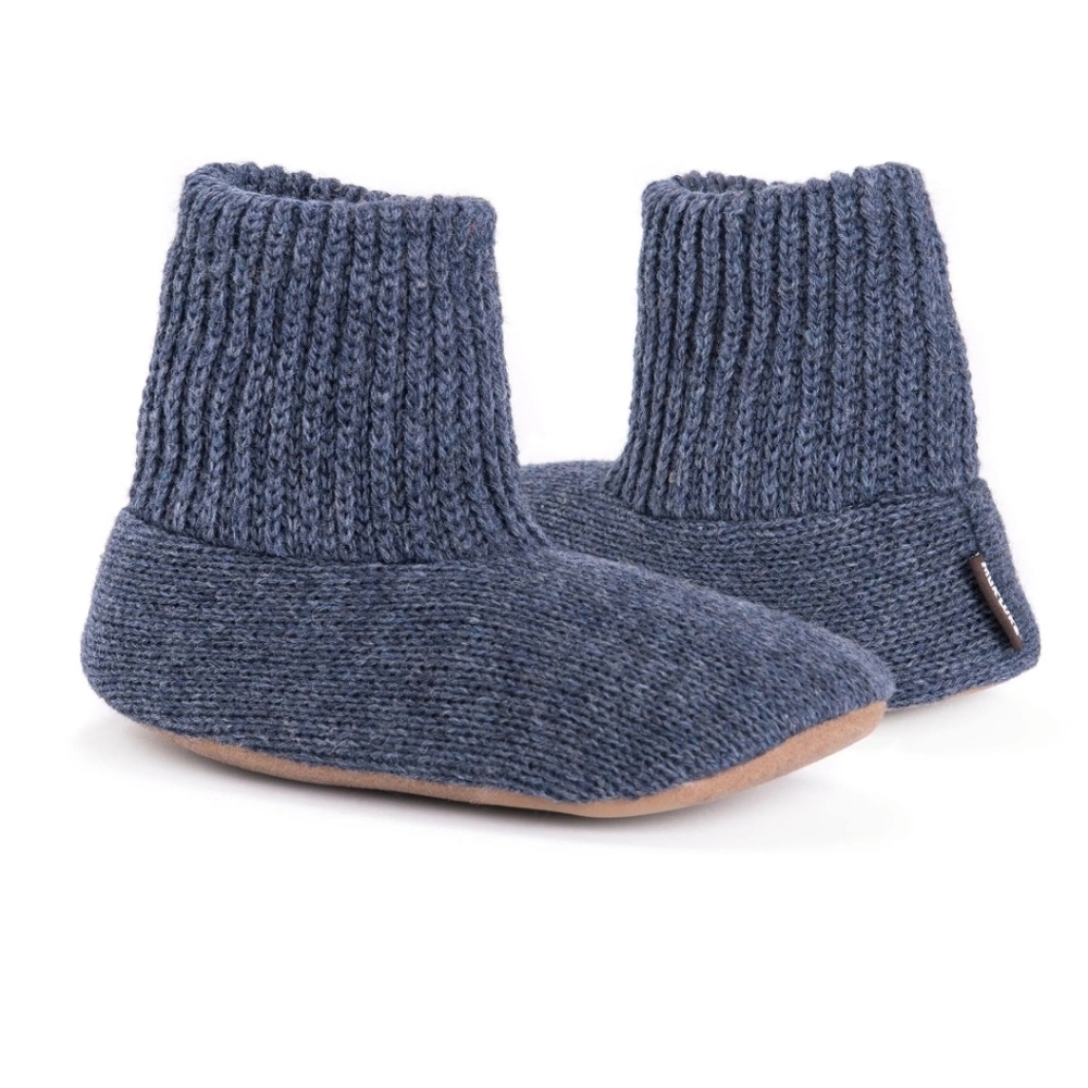 MUK LUKS Morty Ragg Wool  Slipper Men's Small (Shoe 7-8) Denim Blue BNWT